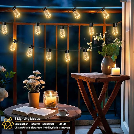 20 Hanging Bulb Battery Operated String Lights, 14FT 100 LED Vintage Bulbs Battery Outdoor Lights, Waterproof Indoor Outdoor Lights for Patio, Classroom, Home, Tent, Wedding, Party, Farmhouse Decor