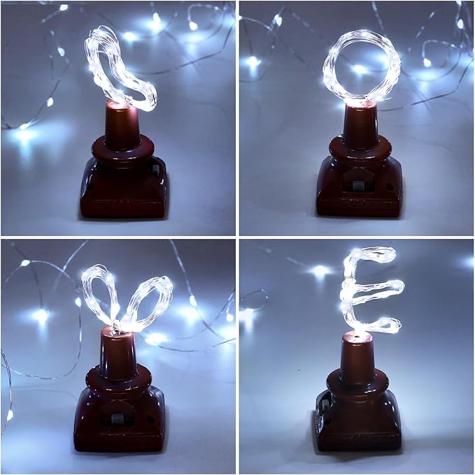 VOOKRY 8 Pack Solar Powered Wine Bottle Lights, 20 LED Waterproof Outdoor Solar Fairy String Cork Lights for Wedding,Christmas,Birthday,Halloween,Garden,Patio,Tabletop,Indoor Decor (Cool White)