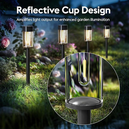 8 Pack Solar Pathway Lights Outdoor Waterproof, High Brightness LED Solar Garden Lights for Patio, Yard, Lawn, Landscape, Driveway, Walkway, Auto On/Off, 3000K