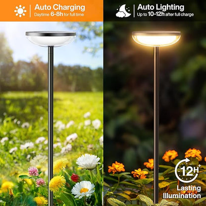 Solar Pathway Lights Outdoor, 6 Pack Tall Solar Garden Lights Outdoor Waterproof for Yard Flower Bed Patio Path Walkway Driveway Outside Decor Landscape Lighting