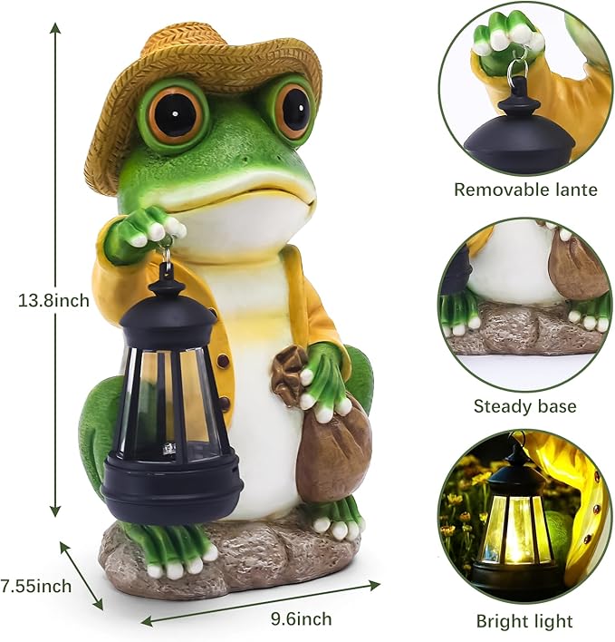 13.3" Frog Solar Lawn Figurine Light, Waterproof