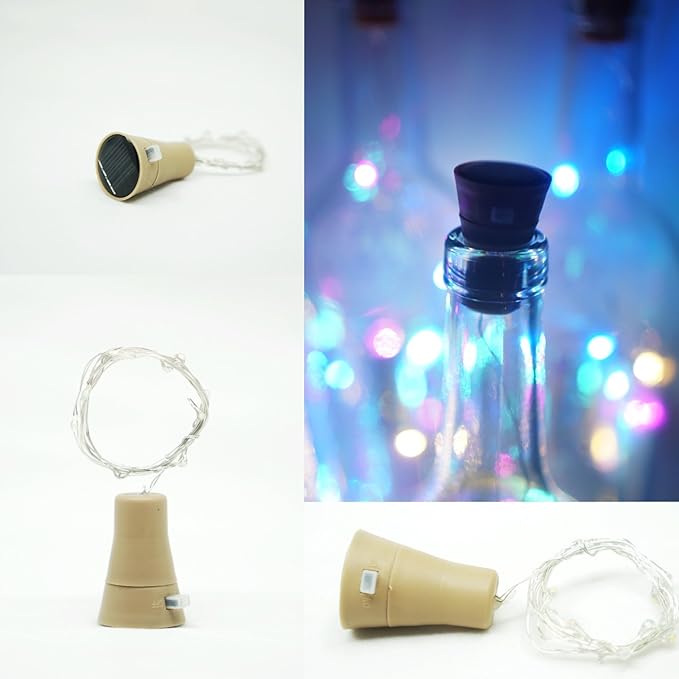 10-Pack 10 LED Wine Bottle Fairy Lights, Solar Cork