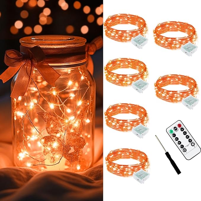 6-Pack 7ft Christmas LED String Lights, Waterproof Timer Lights