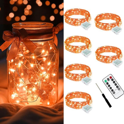 6-Pack 7ft Christmas LED String Lights, Waterproof Timer Lights