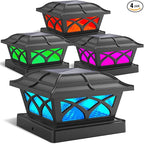 4-Pack Upgraded Solar Post Cap Lights for Yard, LED