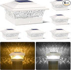 6-Pack Bright Solar Post Cap Lights for Fence, LED