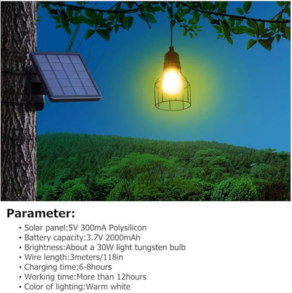 Solar Lights Outdoor Dusk to Dawn Shed Light 9.8FT Extension Cable Solar Powered Bulb Pendant Waterproof for Indoor, Chicken Coop, Porch, Gazebo (Warm White)