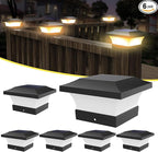 Warm White Solar Fence Post Caps 6-Pack, Deck LED