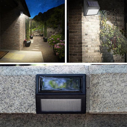 Solar Fence Lights, Waterproof Solar Outdoor Lights for Stairs Decks Steps Fences Patio Yard, LED Wall Sconce (Cool White/6 Pack)