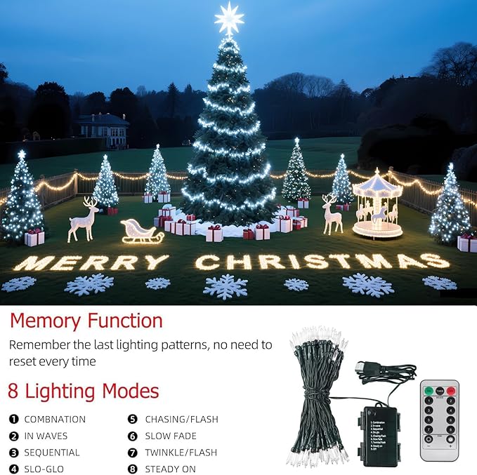 100 LED Christmas Fairy Lights, Remote & Timer Waterproof