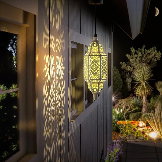 Solar Moroccan Hanging Pendant Lantern, Waterproof