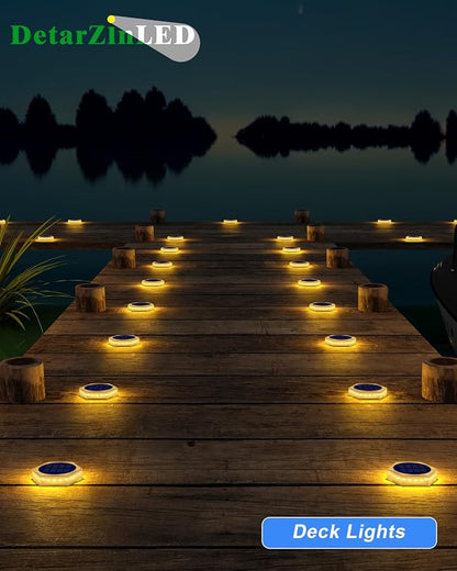 Solar Step Lights for Outside Waterproof, 4 Pack Warm White Outdoor Stair Light Solar Powered, Stick on Lights for Deck, Dock, Driveway, Walkway, Pathway, Porch, Yard, Ground