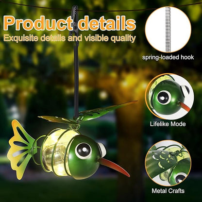 2 Pack Hummingbird Solar Outdoor Hanging Lantern Creative Small Sculpture Lights Durable Waterproof Lamp Suitable for Festivals Garden Decor Birthday Gifts for Grandma Mom Women Girl