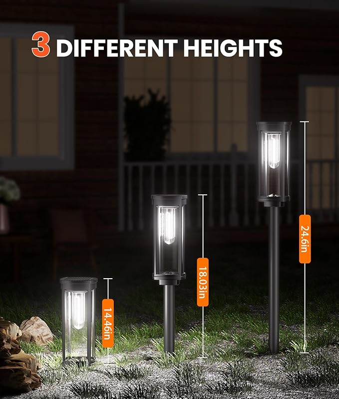 12 Pack Solar Pathway Lights Outdoor,Super Brightness IP65 Waterproof Auto On/Off Solar Path Lights, Garden Solar Powered Landscape Lighting for Outside Yard Garden Driveway Walkway Decor