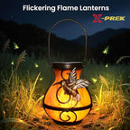 2-Pack Rustic Hummingbird Solar Lanterns for Backyard, Waterproof LED