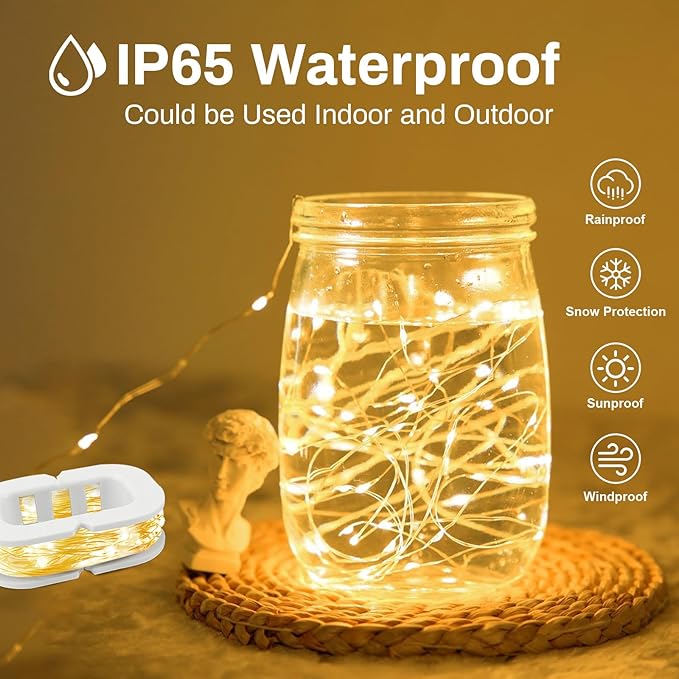 Christmas Fairy Lights 2-Pack, 16ft 50 LED Battery Twinkle Lights