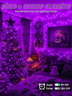 100 LED Christmas Twinkle Lights, 33ft Waterproof for Porch