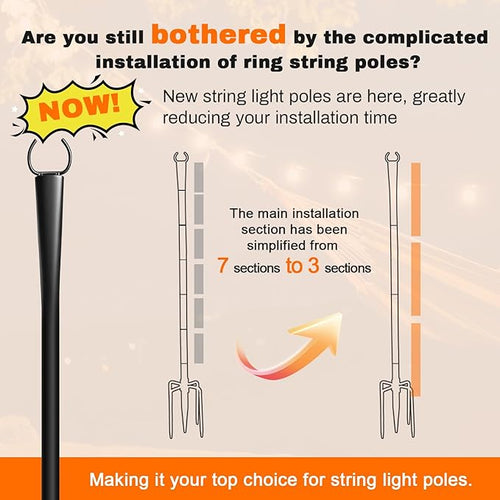 10ft Outdoor String Light Poles 4-Pack, Metal