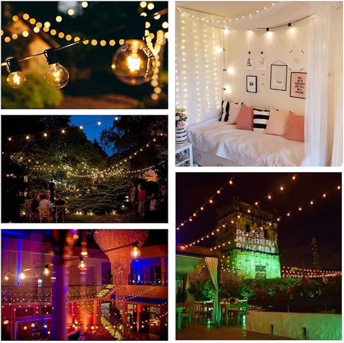 25ft Brown String Lights for Patio, Waterproof LED
