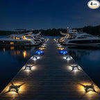 4-Pack White Solar Dock Lights, Outdoor LED