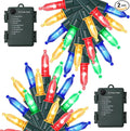 Christmas Patio String Lights 2-Pack, 16ft 50 LED Waterproof
