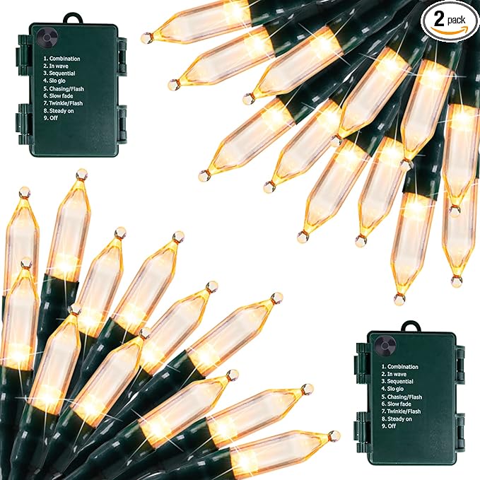 Christmas Fairy Lights 2-Pack, 50 LED Battery Twinkle Lights