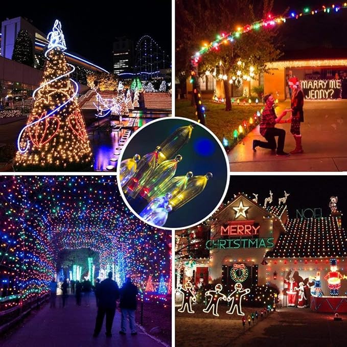 Christmas Porch String Lights 2-Pack, 18ft 50 LED Waterproof