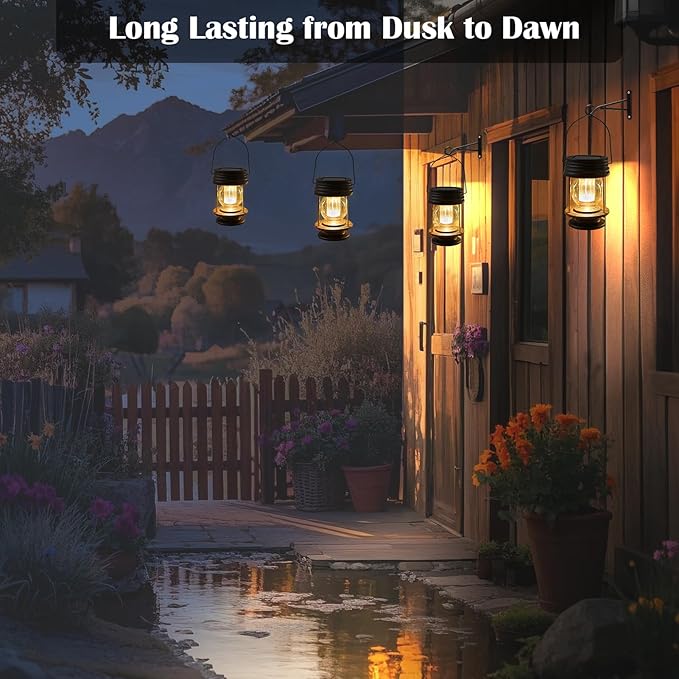 Courtyard Solar Lantern Set 2-Pack, Rustic Outdoor Lighting