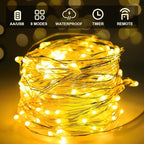 50 LED Christmas Twinkle Lights, 16ft Waterproof for Yard