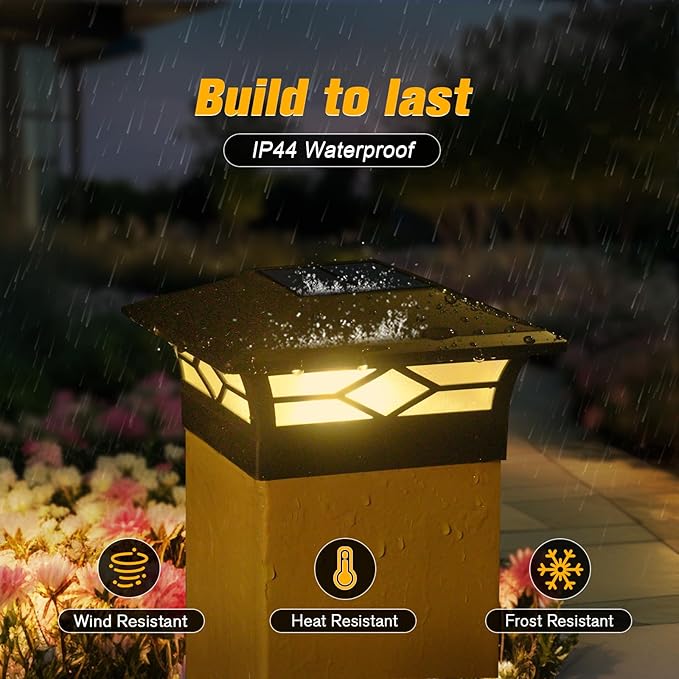 12-Pack Solar Yard Post Lights, Outdoor LED Caps