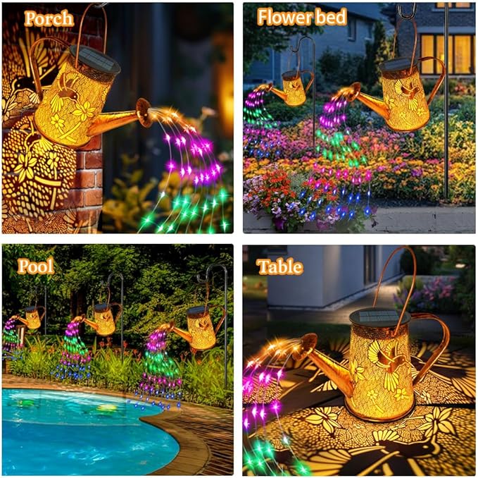 Solar Watering Can Lights, Hummingbird Gifts for Women Mom Grandma Birthday, Waterproof Outdoor Multicolor Garden Decor Large Hanging Solar Lanterns Garden Light for Patio Porch Yard Flowerbed Pathway