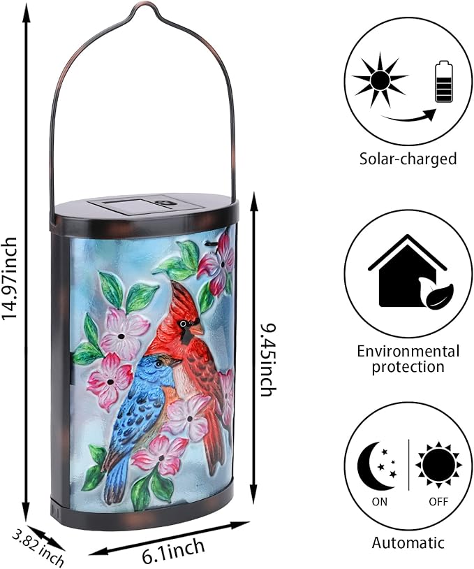 Cardinal Solar Hanging Lanterns, Classic Outdoor Decor