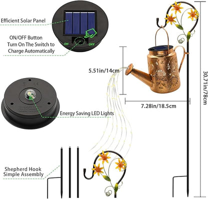 VOOKRY 2 Pack Sunflower Metal Solar Watering Can Lights, Solar Lights Outdoor Waterproof, Birthday Gifts for Women Mom Grandma, Hanging Lanterns Decorative Garden Decor for Outside Yard Patio Lawn