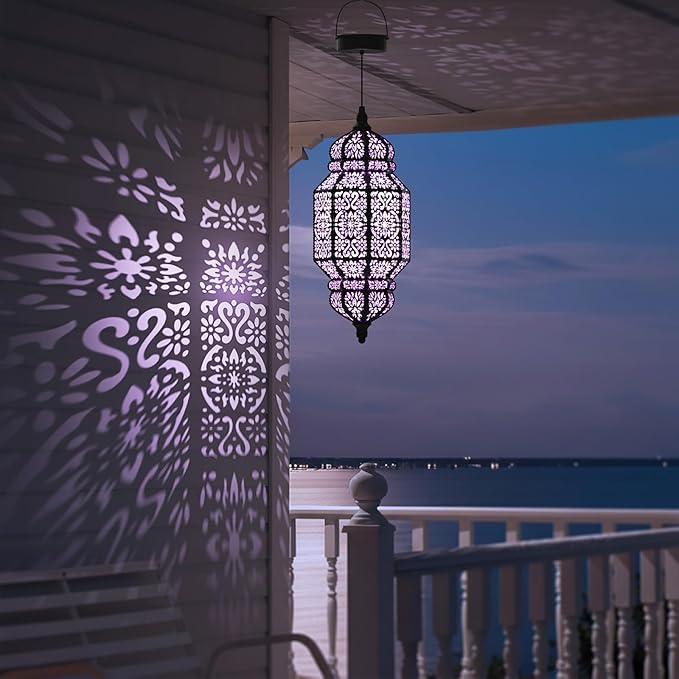 18" Moroccan Solar Pendant Light, Outdoor