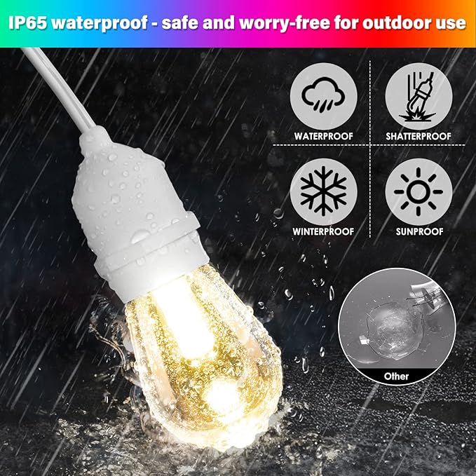 Outdoor Globe Café String Lights, 48ft LED Bulbs