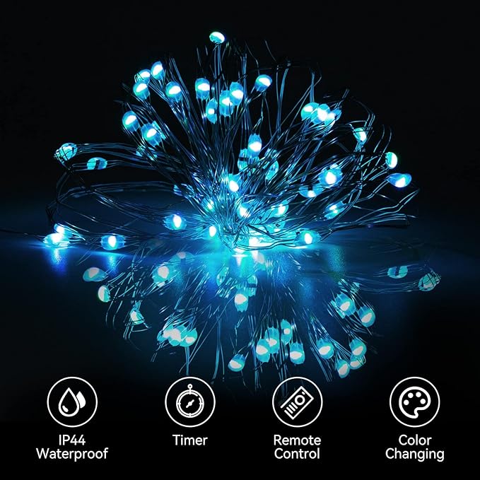 Halloween Fairy Lights 2-Pack, 40ft 120 LED Battery Twinkle Lights