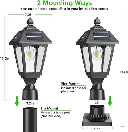 Solar Post Lights Outdoor, Aluminium Solar Lamp Post Light with Pier Mount Base, Outside Decor for Yard Garden Pole Pillar, 100 Lumens (Cool White) ﻿