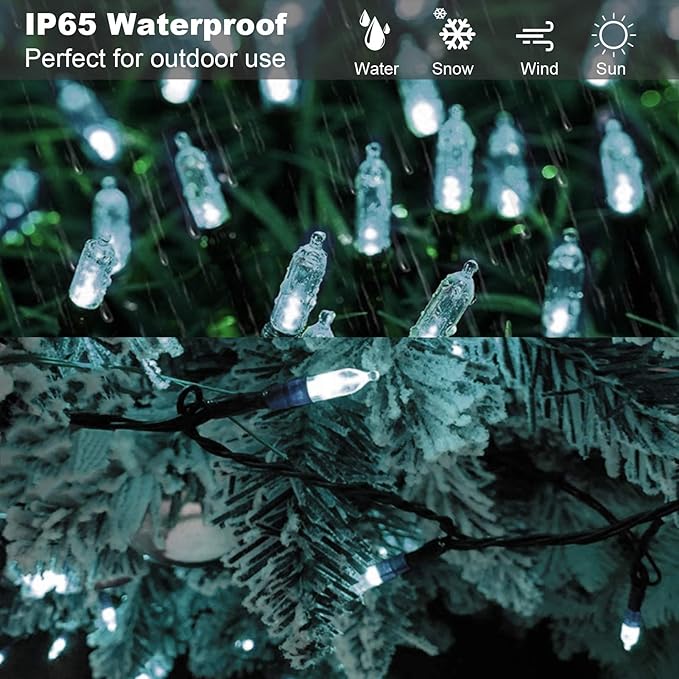50 LED Christmas Twinkle Lights, 18ft Waterproof for Yard
