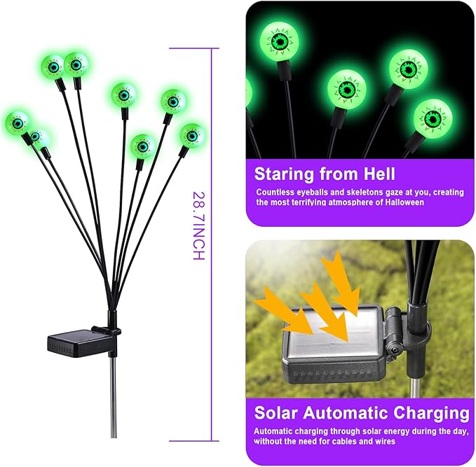 Green Solar Pathway Lights 4-Pack, Yard LED
