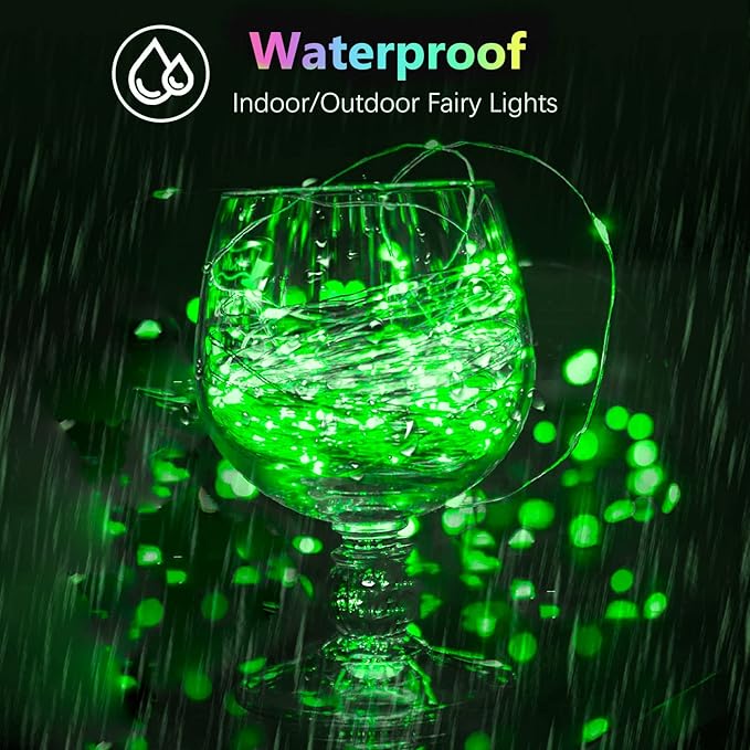 4 Pack 20FT 60LED St Patrick’s Day Battery Operated Fairy Lights with Timer, Waterproof Battery String Lights Outdoor Indoor, Twinkle Lights for Bedroom Christmas St Patrick’s Day Decorations (Green)
