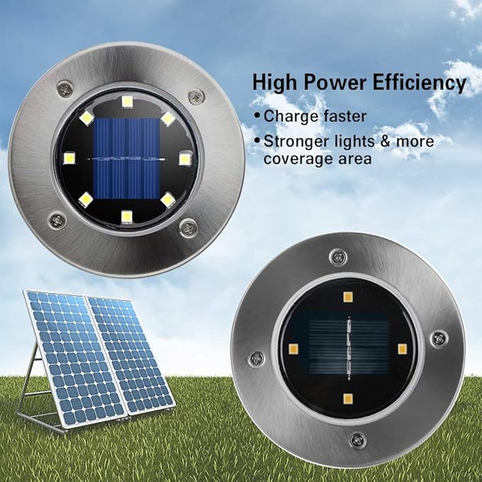 4-Pack Warm White In-Ground Solar Lights, Flat LED Walkway