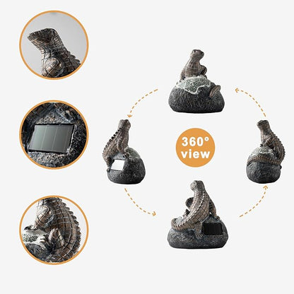 Solar Garden Outdoor Statues Lizard with LED Lights - Lawn Decor Lizard Statue for Patio, Balcony, Yard Ornament - Unique Housewarming Gifts