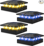 4-Pack Warm White Fence Post Cap Lights, Solar LED
