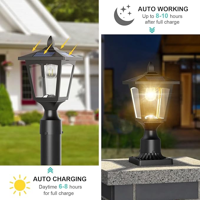 Solar Post Cap Lights for Patio, LED