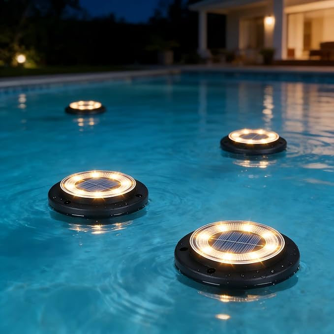 Flacchi Solar Lights Outdoor - Solar Powered Ground Lights Outdoor Solar Disk Light Waterproof Landscape Light for Patio Yard Pathway Walkway Driveway (Warm White, 2 Pack)