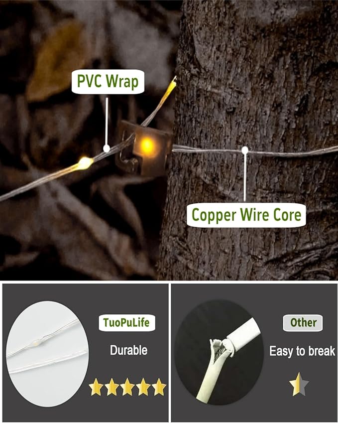 Camping String Lights, 32.8FT Warm & RGB Fairy String Lights 130LEDs, 4 In 1 Portable Waterproof Camping Light with 12 Modes, Hanging Tent Lanterns for Outdoor Hiking Yard Home Bedroom Decorations