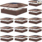 12-Pack 3-Mode Brown Deck Post Cap Lights, Solar LED