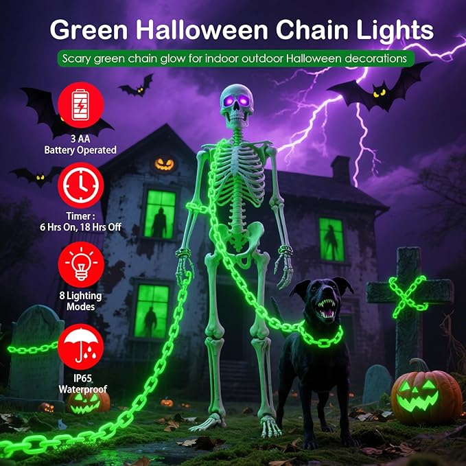 Halloween Fairy Lights, 10ft Battery Twinkle Lights