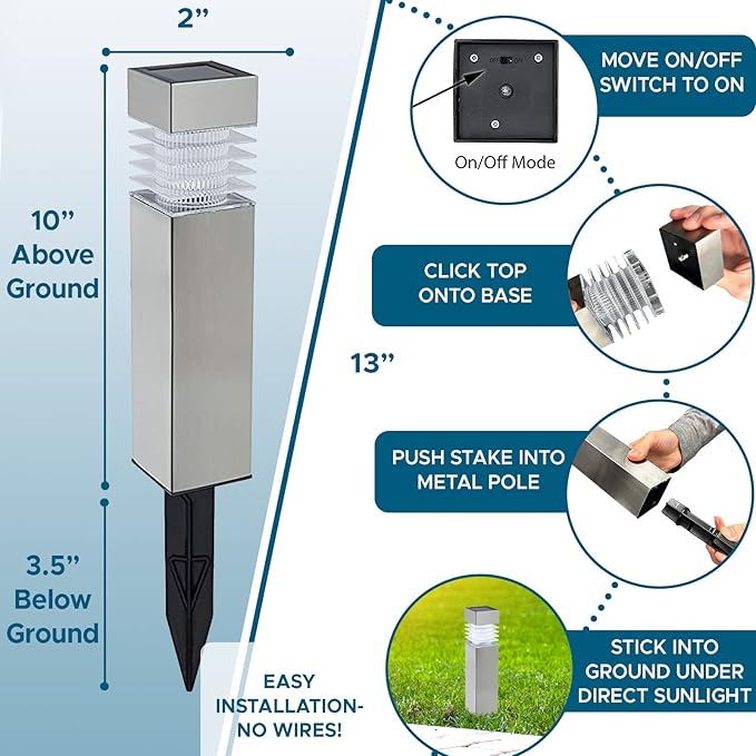 Solar Pathway Lights, Waterproof LED Driveway Lights