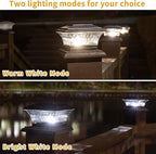 Warm White Solar Patio Post Lights, Outdoor LED Caps